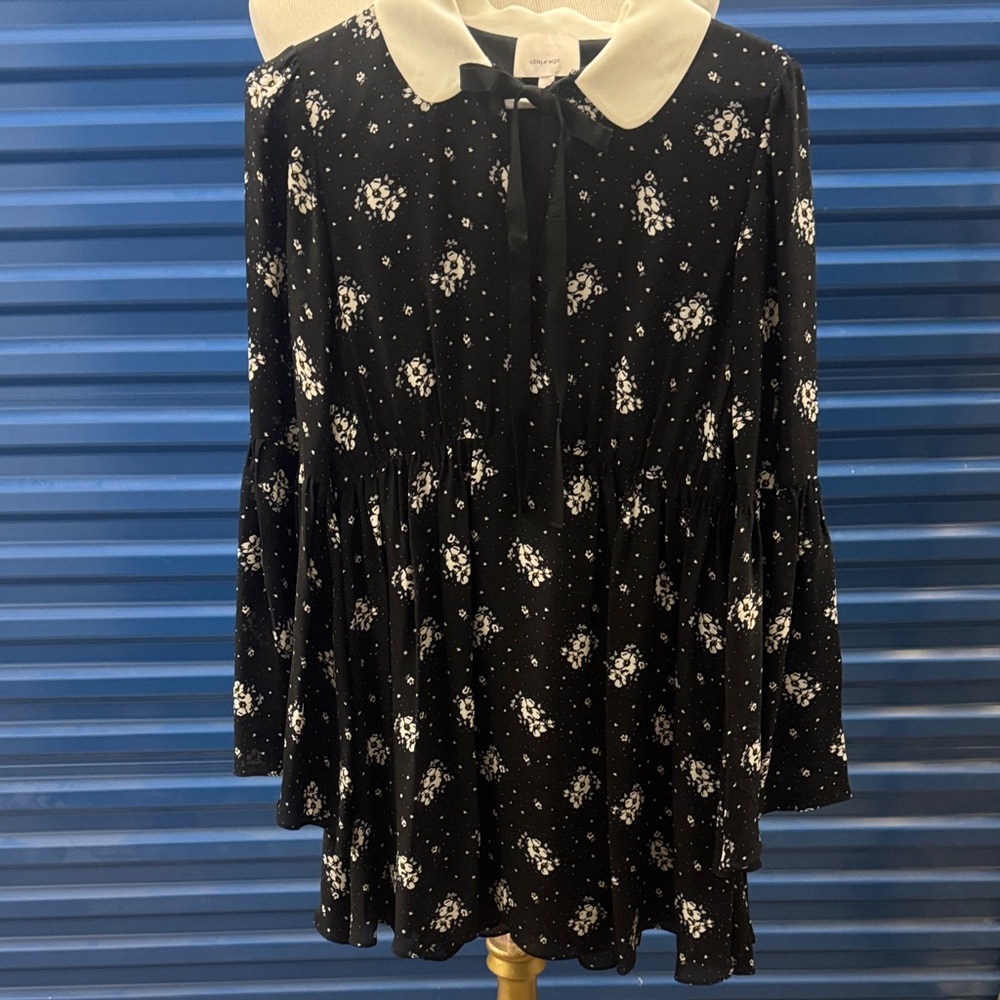 cinq a sept Black Dress with Cream Collar and Bow